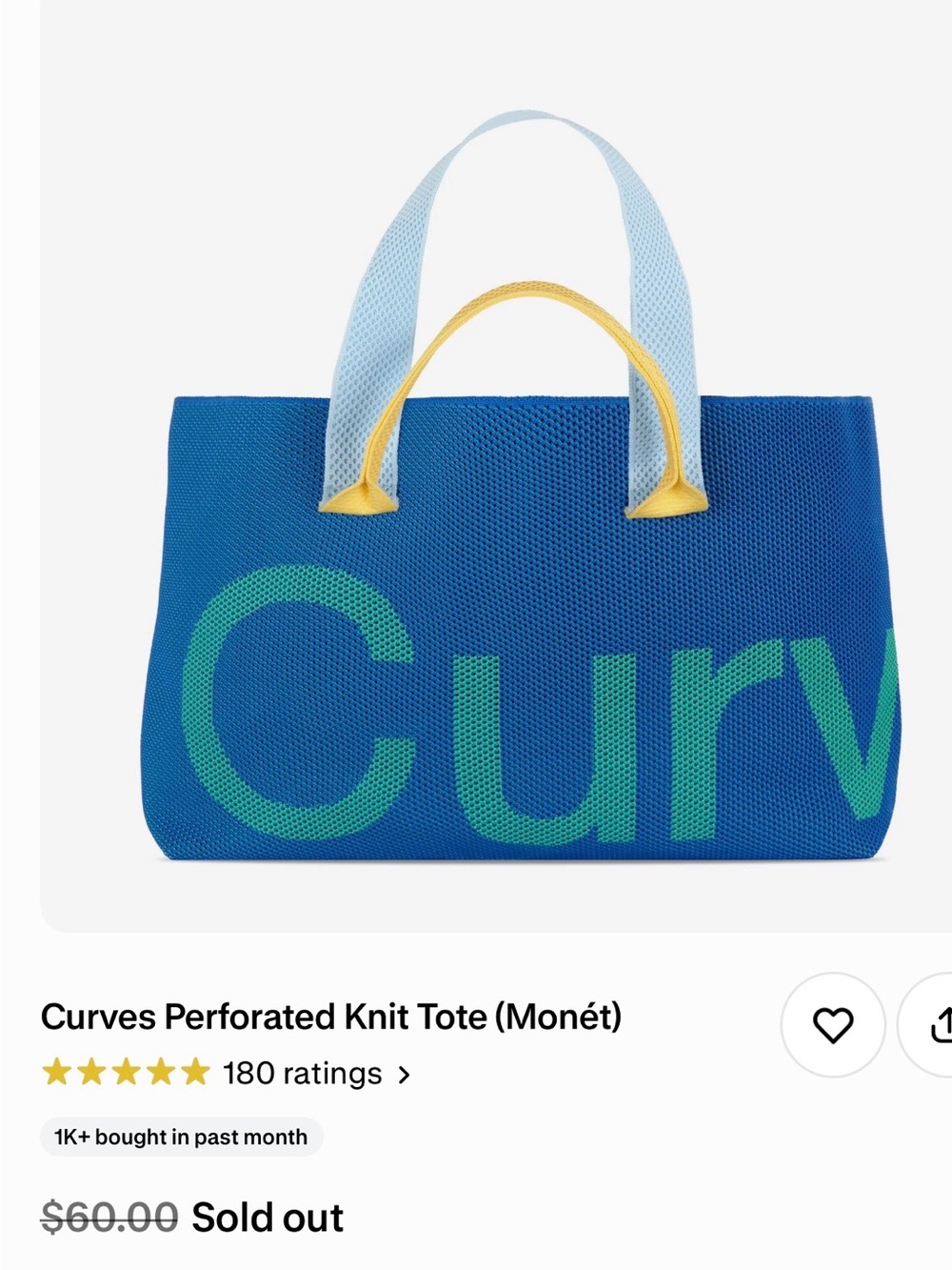 Curves Perforated Knit Tote — Blue & Green Accent